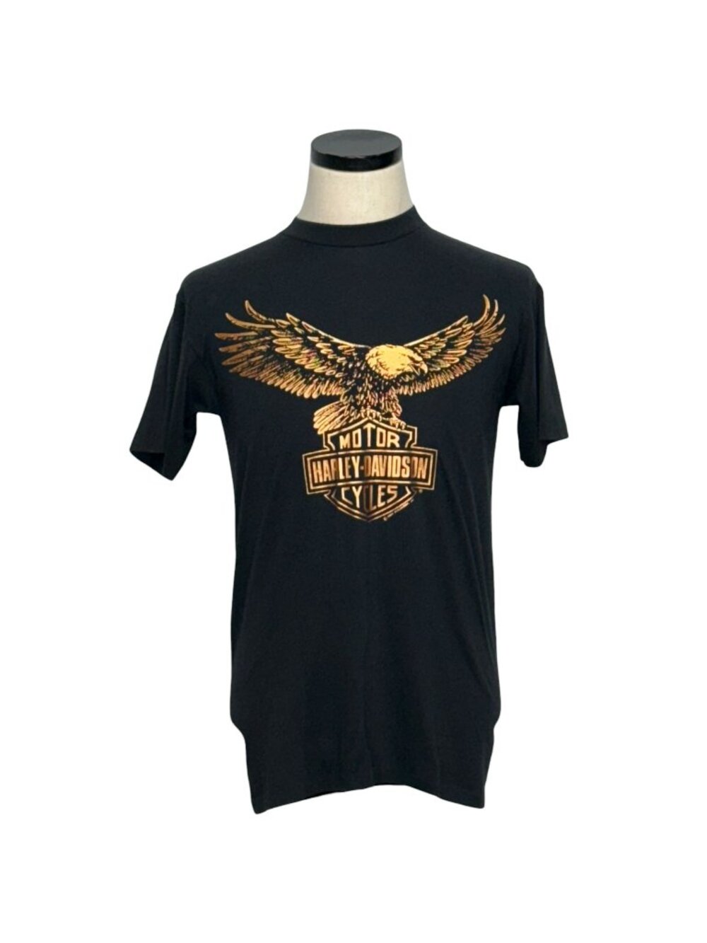 Harley-Davidson Black T-Shirt Medium Vintage 90s Single-Stitched Eagle Graphic M